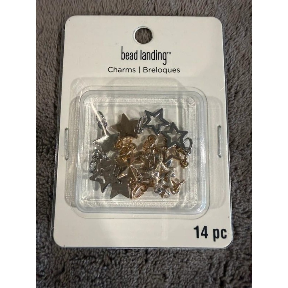 Star Charms Pack Rhodium Gold Tone 14 Piece